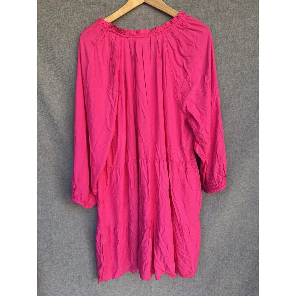 The Drop X Caralyn Mirand Sz XXL Pink Ruffle-Neck‎ Tiered Mini Dress Pockets - Picture 7 of 7